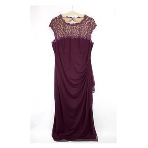Alex Evenings Purple Chiffon Evening Gown Lace